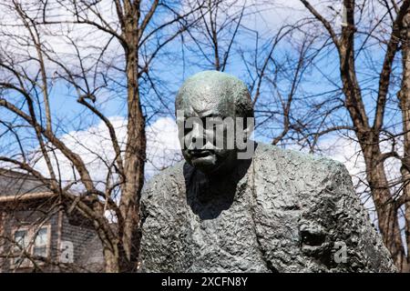 Statue of Sir Winston Churchill at Grafton Park in downtown Halifax, Nova Scotia, Canada Stock Photo