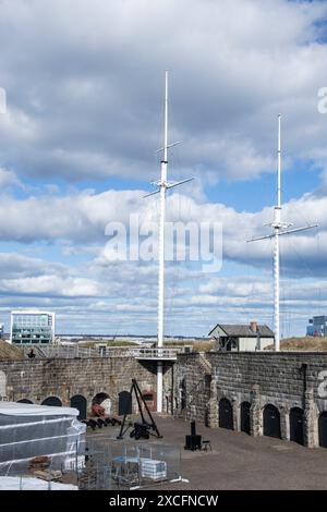 Flag masts at the Citadel in downtown Halifax, Nova Scotia, Canada Stock Photo