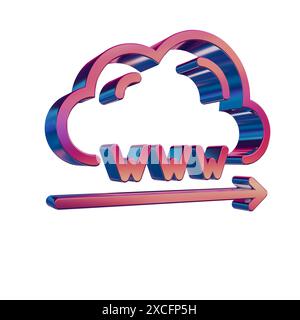 3D Neon Retro Icon - Cloud with Domain Name Stock Photo