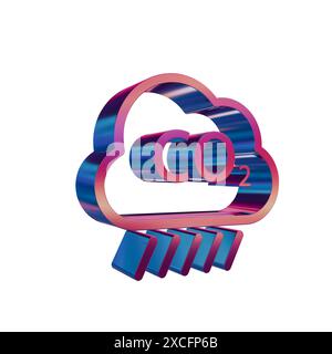 3D Neon Retro Icon - Cloud Co2  Symbol Stock Photo