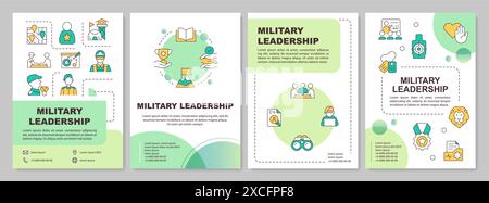 Military leadership benefits green circle brochure template Stock Vector