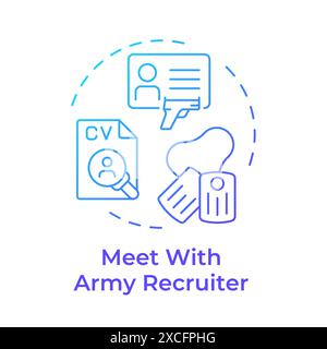 Meet with army recruiter blue gradient concept icon Stock Vector