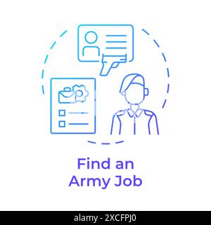 Find an army job blue gradient concept icon Stock Vector