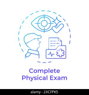 Complete physical exam blue gradient concept icon Stock Vector