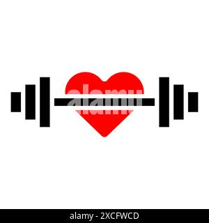 I love gym. Heart and barbell. Sign for fitness lovers. Concept for fitness room. Stock Vector