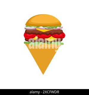 Burger location symbol of map. Fast food location sign of pin. Mark on map Stock Vector