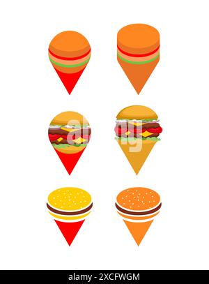Burger location symbol of map. Fast food location sign of pin. Mark on map Stock Vector