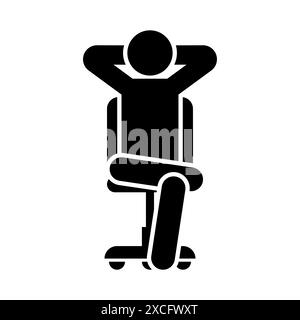 Symbol of rest at work. sign  Man sits on chair. Stock Vector