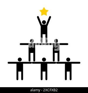 Team hold star sign. Team achieved concept success. Stock Vector