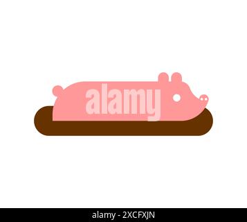 Pig in mud. Pig lies in puddle of mud Stock Vector