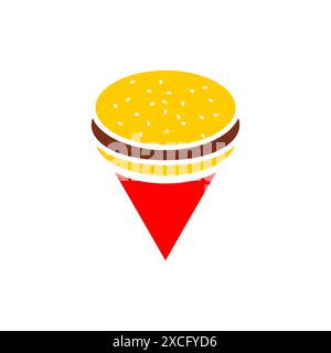 Burger location symbol of map. Fast food location sign of pin. Mark on map Stock Vector