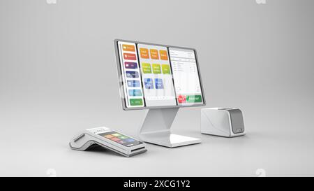 3d rendering white point of sale system or cash register machine on ...