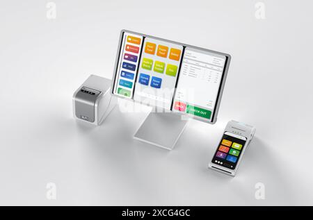 3d rendering white point of sale system or cash register machine on ...
