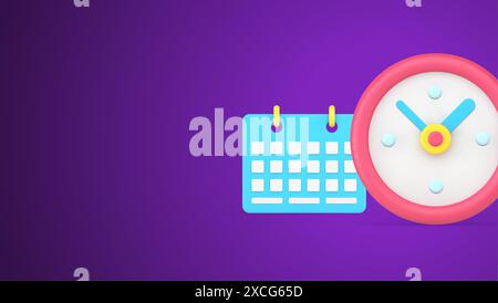 Time management business efficiency planning calendar watch countdown realistic 3d icon vector illustration. Work productivity organization timetable Stock Vector