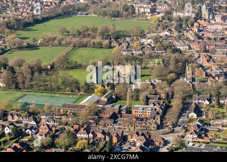 Aerial photo of Ashby de la zouch castle showing ruins of castle from 1500 feet Stock Photo