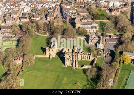 Aerial photo of Ashby de la zouch castle showing ruins of castle from 1500 feet Stock Photo