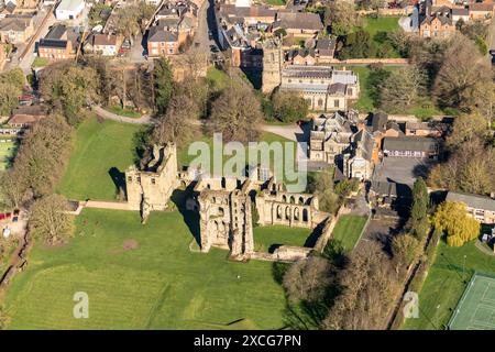 Aerial photo of Ashby de la zouch castle showing ruins of castle from 1500 feet Stock Photo