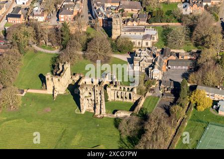 Aerial photo of Ashby de la zouch castle showing ruins of castle from 1500 feet Stock Photo