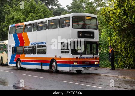 Classic Leyland Olympian bus in southern vectis colours opan top Stock ...