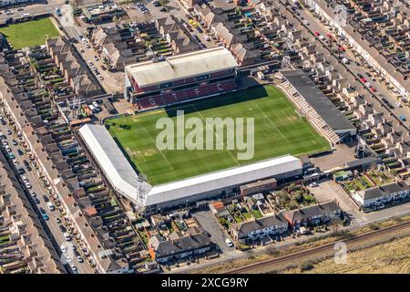 Aerial photo of Grimsby Town Football Stadium Blundell Park from 1500