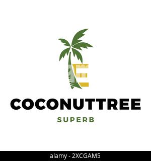 Initial Letter E Coconut Tree Icon Logo Design Template Stock Vector