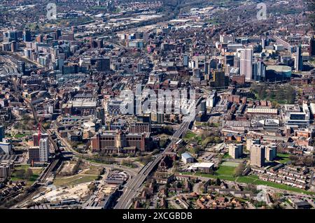 Aerial photo of Leeds City Centre taken from 2000 feet Stock Photo - Alamy