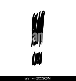 Hand drawn exclamation mark symbol. Black sketch exclamation mark symbol on white background. Vector illustration Stock Vector