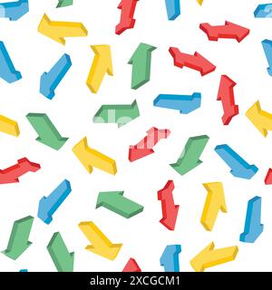 Seamless pattern with colorful isometric arrows. Vector illustration Stock Vector