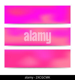 Smooth abstract blurred gradient pink banners set. Abstract Creative multicolored background. Vector illustration Stock Vector