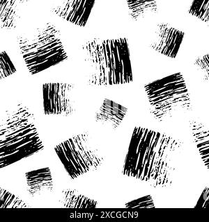 Seamless Pattern with hand drawn black scribble Smear. Abstract grunge texture. Vector illustration Stock Vector