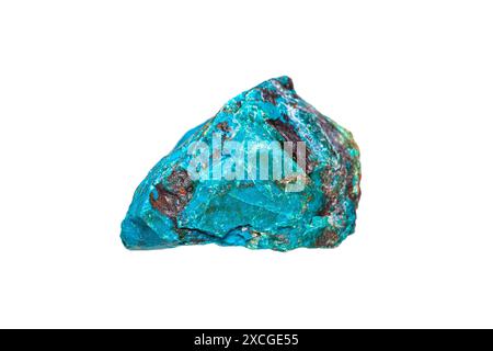 Rough chrysocolla with native copper on white background Stock Photo