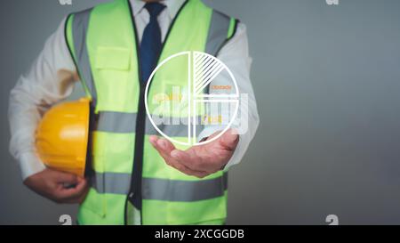 Construction planning, Structural calculation, Construction cost planning, Architect or engineer working with quality control and cost reduction, Cost Stock Photo