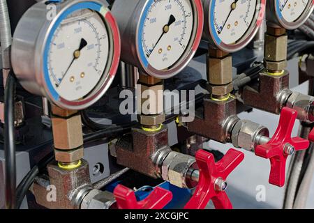 Industrial equipment pipes with manometers and control panel Stock ...