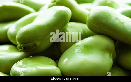 Green raw soy beans macro closeup view Stock Photo