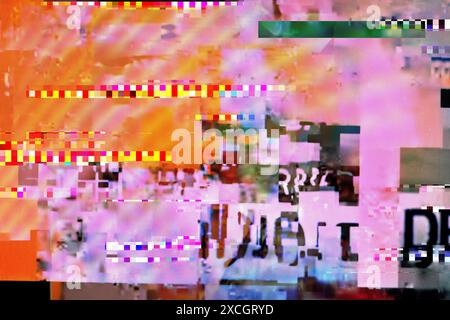 Digital glitch background, device screen with glitchy display, technology malfunction and error concept Stock Photo