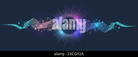 Abstract plexus background with connected lines and dots. Quantum computer technology. Deep learning artificial intelligence. Big data visualization Stock Vector