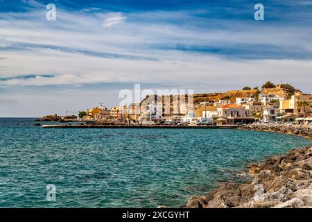 Tourist resort town of Paleochora on Libyan Sea, Western Crete, Greece Stock Photo