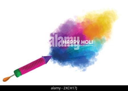 Happy holi colorful splash elements for card background Stock Vector
