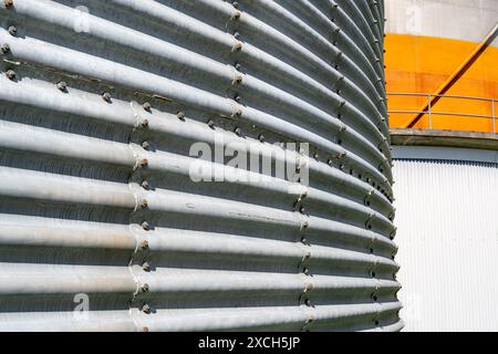 Natural and biogas storage containers as a background. Stock Photo