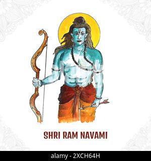 Lord shree ram navami festival wishes card background Stock Vector