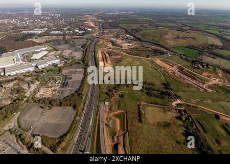 Aerial photo of HS2 Solihull under construction from 1500 feet Stock Photo