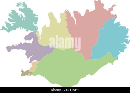 Vector blank map of Iceland with regions and administrative divisions. Editable and clearly labeled layers. Stock Vector