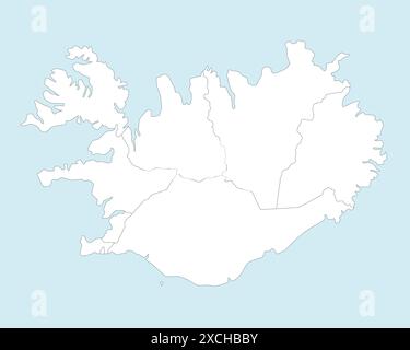 Vector blank map of Iceland with regions and administrative divisions ...