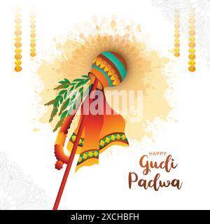 Indian festival of gudi padwa card celebration background Stock Vector