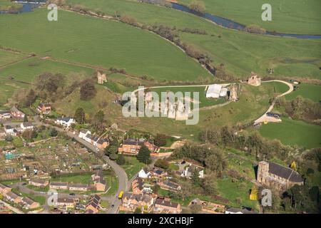 Aerial photo of Tutbury Castle from 1500 feet Stock Photo