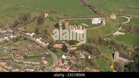 Aerial photo of Tutbury Castle from 1500 feet Stock Photo