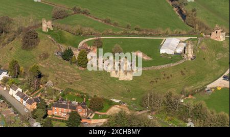 Aerial photo of Tutbury Castle from 1500 feet Stock Photo