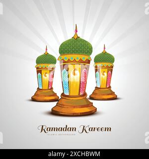 Islamic greetings ramadan kareem card celebration background Stock Vector