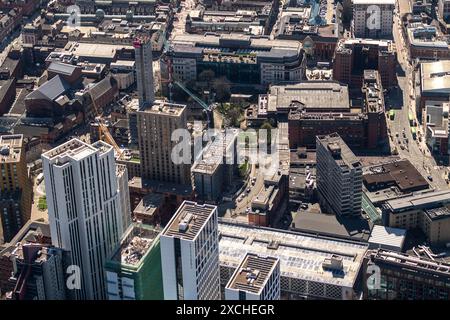 Aerial photo of Leeds City Centre taken from 2000 feet Stock Photo