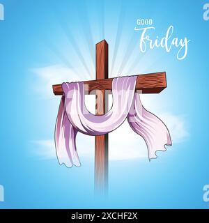 Illustration holy week concept good friday card background Stock Vector